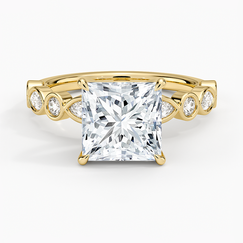 Versailles Bezel Diamond Ring - Princess Cut Center Stone