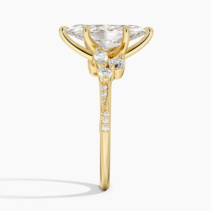 Luxe Camellia Milgrain Diamond Ring - Marquise Center Stone