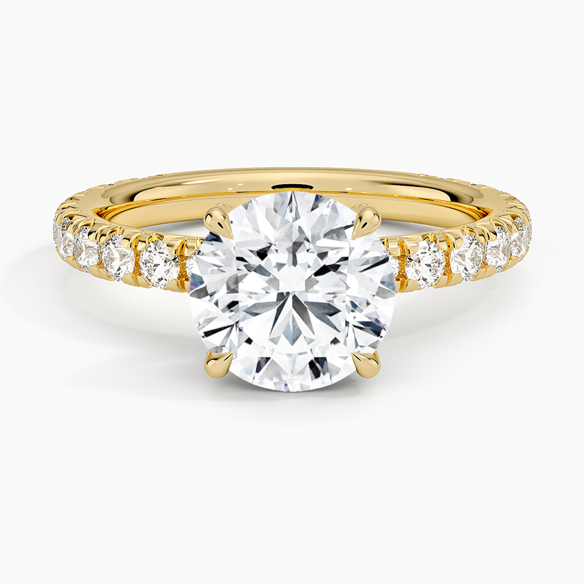 Olympia Three-Quarter Coverage Diamond Ring - Round Center Stone