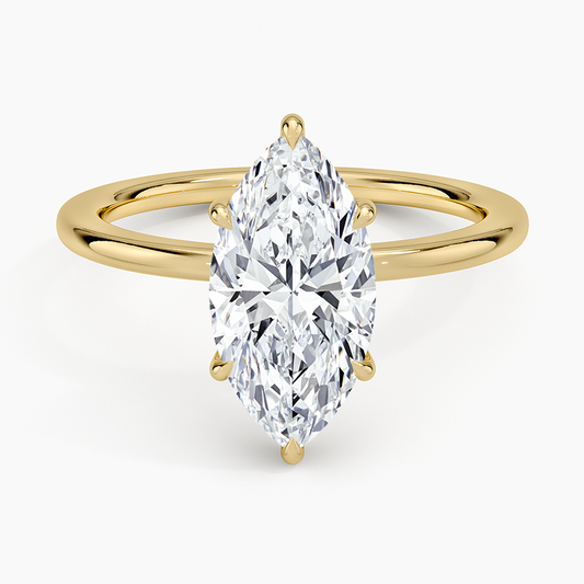 Audrey Perfect Fit Hidden Halo 1.4mm Diamond Ring - Marquise Center Stone