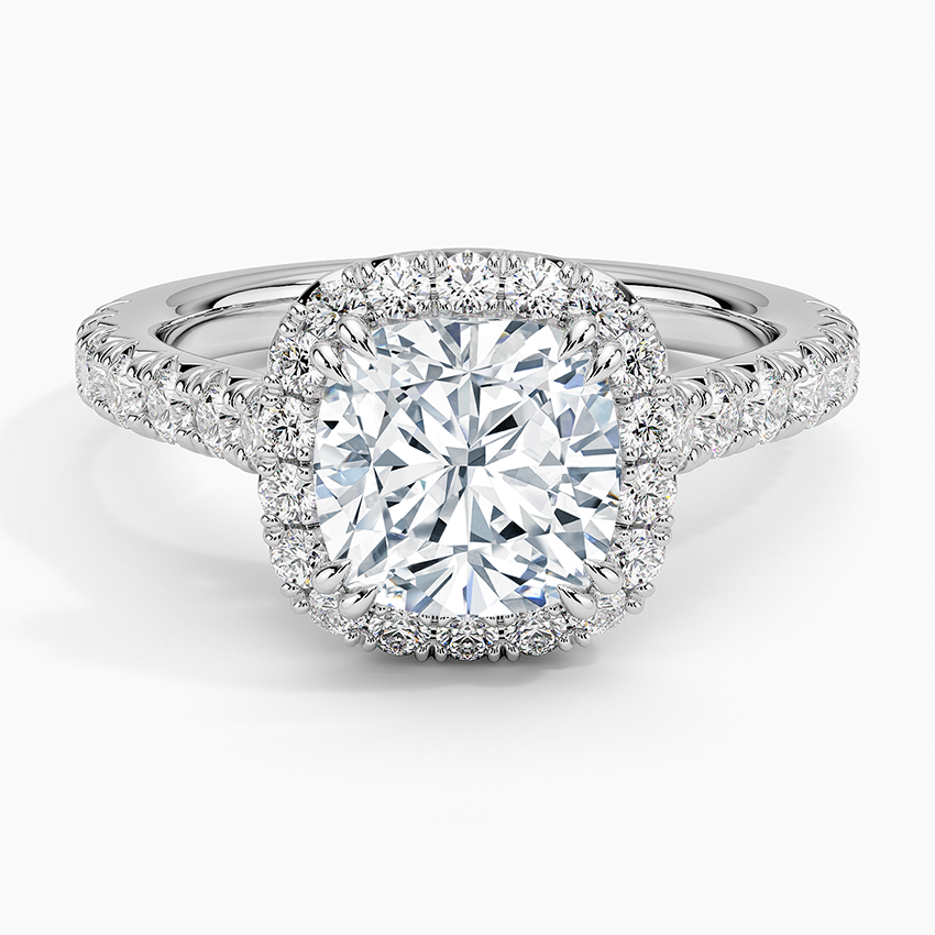 Sienna Halo Half Coverage Diamond Ring (2/3 ct. tw.) - Cushion Cut Center Stone