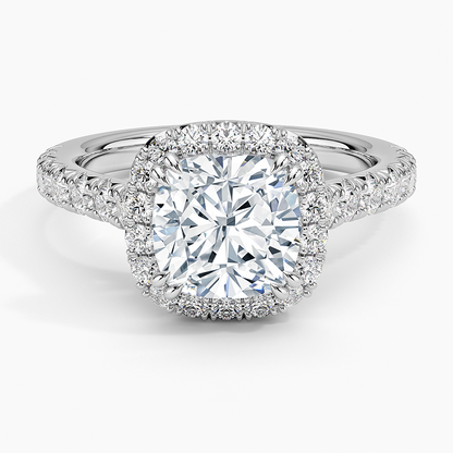 Sienna Halo Half Coverage Diamond Ring (2/3 ct. tw.) - Cushion Cut Center Stone