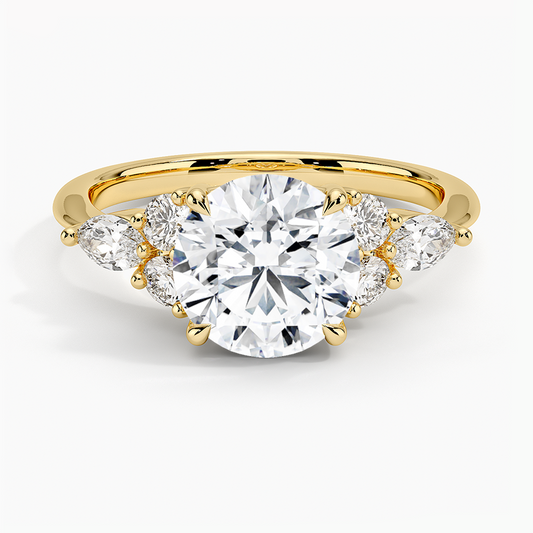 Luxe Nadia Diamond Ring - Round Center Stone
