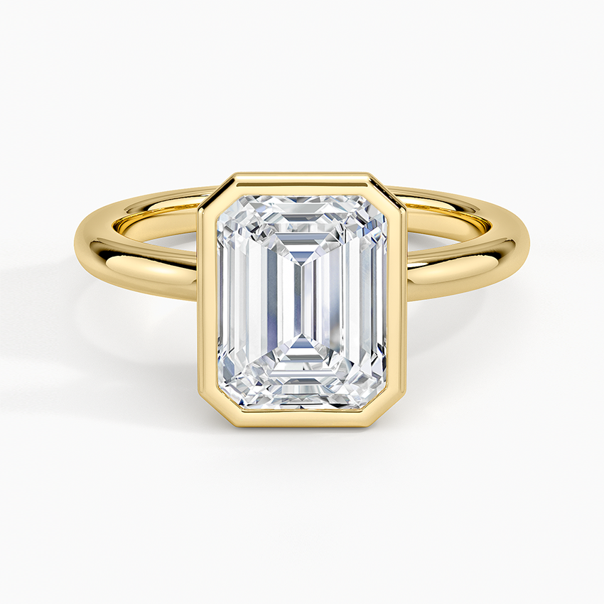 Julietta Bezel Solitaire Ring - Emerald Cut Center Stone