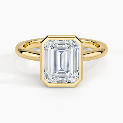 Julietta Bezel Solitaire Ring - Emerald Cut Center Stone