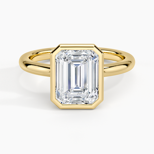 Julietta Bezel Solitaire Ring - Emerald Cut Center Stone