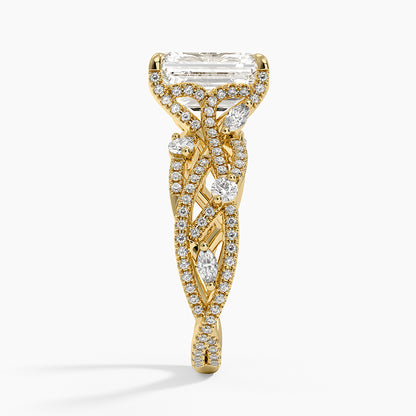 Grand Secret Garden Diamond Ring - Emerald Cut Center Stone