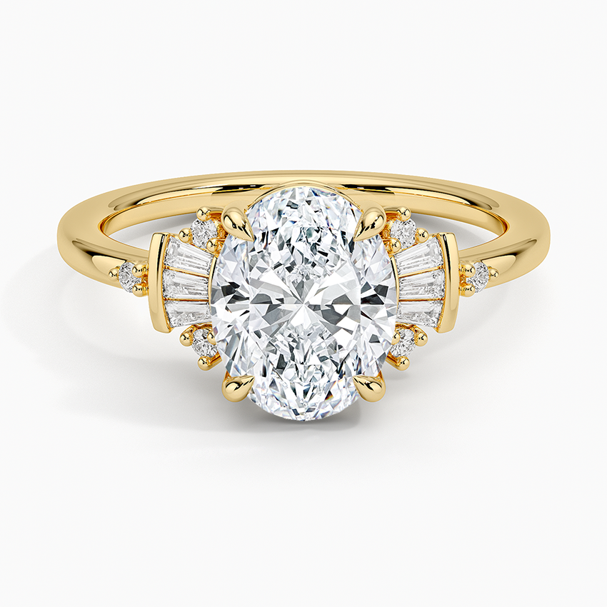 Daphne Art Deco Ring (1/8 ct. tw.) - Oval Cut Center Stone