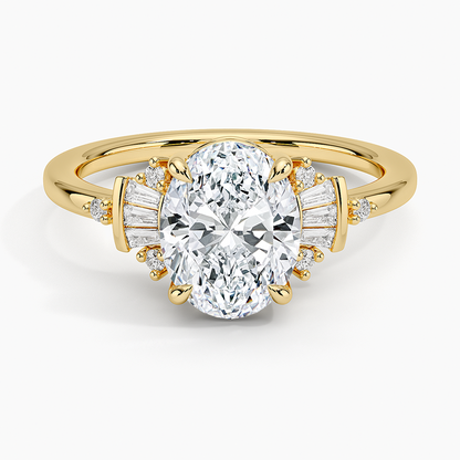 Daphne Art Deco Ring (1/8 ct. tw.) - Oval Cut Center Stone