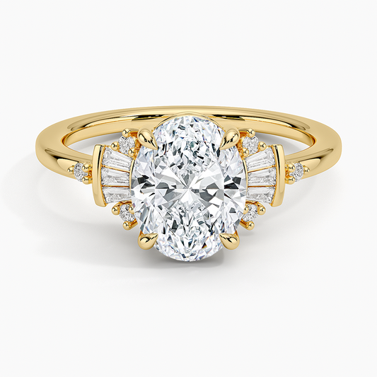 Daphne Art Deco Ring (1/8 ct. tw.) - Oval Cut Center Stone
