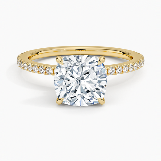 Demi Three-Quarter Coverage Diamond Ring (1/3 ct. tw.) - Cushion Cut Center Stone