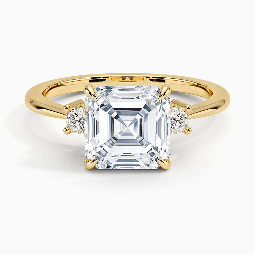 Petite Selene Three Stone Diamond Ring (1/10 ct. tw.) - Asscher Cut Center Stone