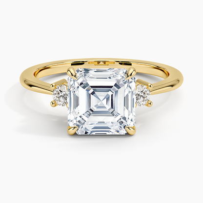 Petite Selene Three Stone Diamond Ring (1/10 ct. tw.) - Asscher Cut Center Stone