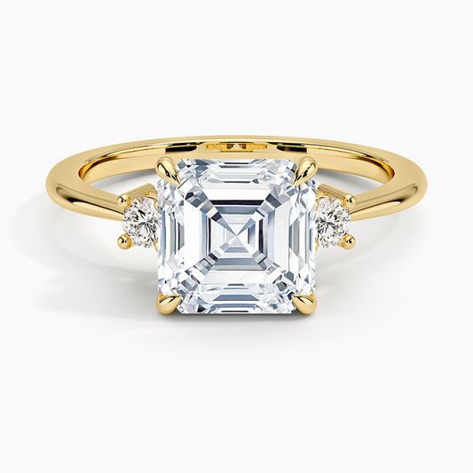 Petite Selene Three Stone Diamond Ring (1/10 ct. tw.) - Asscher Cut Center Stone