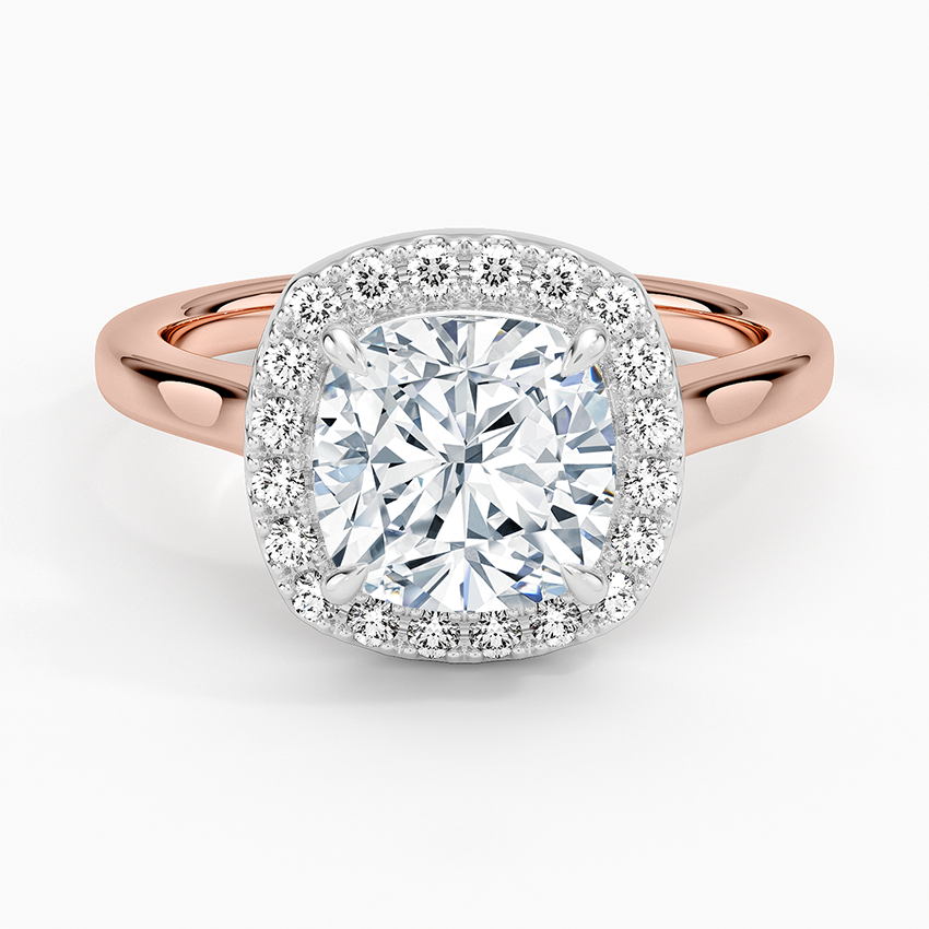 Platinum Mixed Metal Julia Halo Diamond Ring (1/5 ct. tw.) - Cushion Cut Center Stone