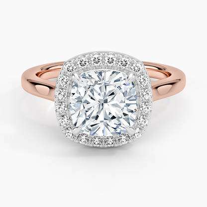 Platinum Mixed Metal Julia Halo Diamond Ring (1/5 ct. tw.) - Cushion Cut Center Stone