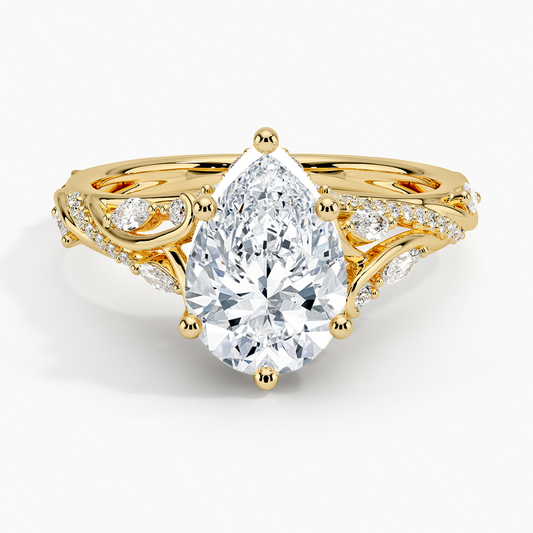 Begonia Vine Diamond Ring (1/2 ct. tw.) - Pear Center Stone