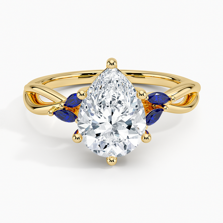 Willow Ring With Sapphire Accents - Pear Cut Center Stone