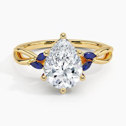 Willow Ring With Sapphire Accents - Pear Cut Center Stone