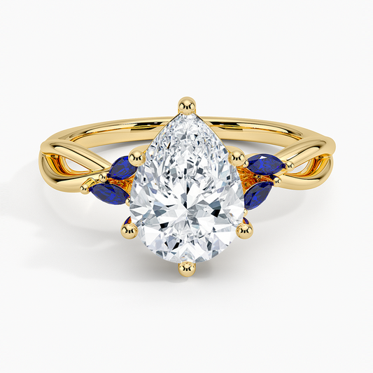Willow Ring With Sapphire Accents - Pear Cut Center Stone