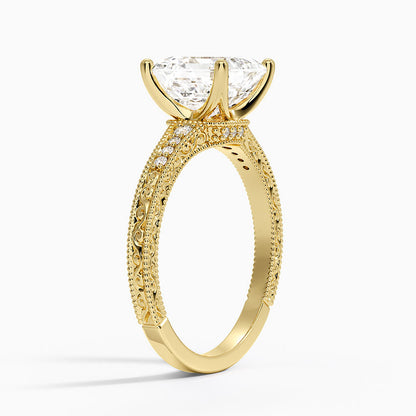 Hudson Engraved Diamond Ring - Asscher Cut Center Stone