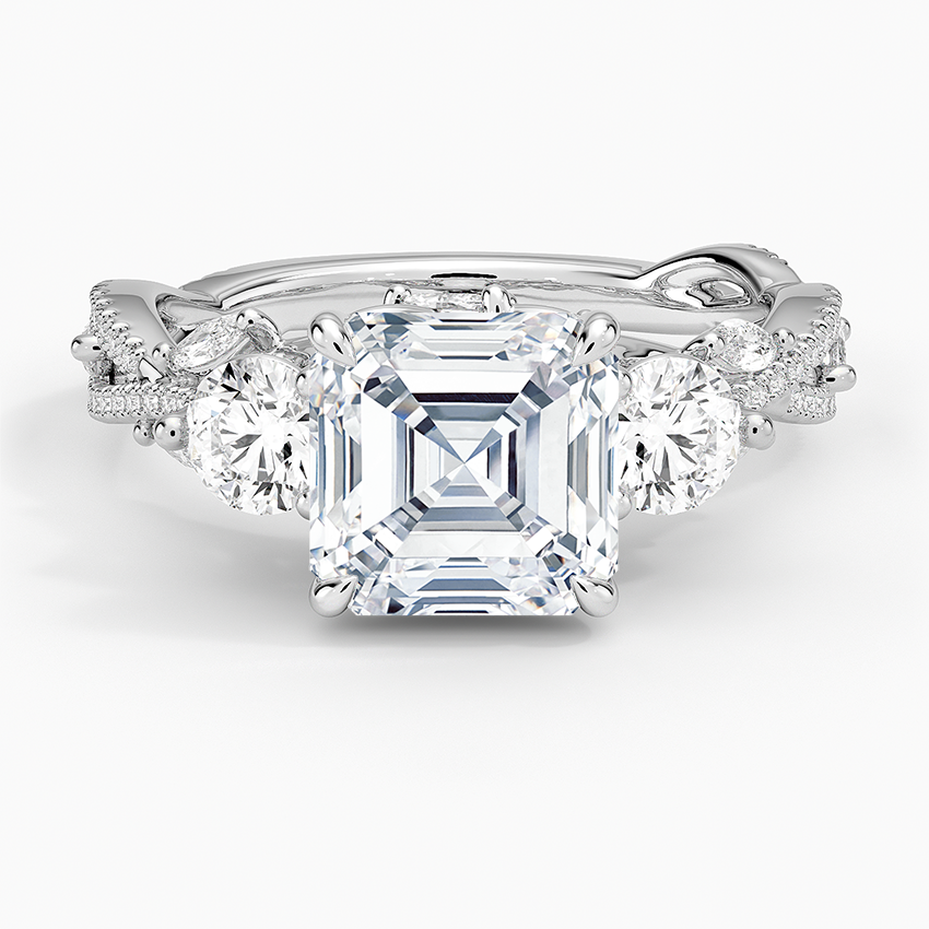 Luxe Secret Garden Three Stone Diamond Ring (1 ct. tw.) - Asscher Cut Center Stone