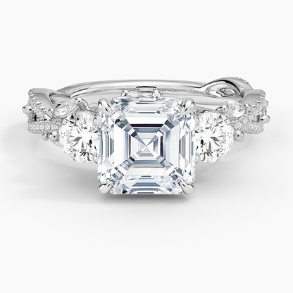 Luxe Secret Garden Three Stone Diamond Ring (1 ct. tw.) - Asscher Cut Center Stone