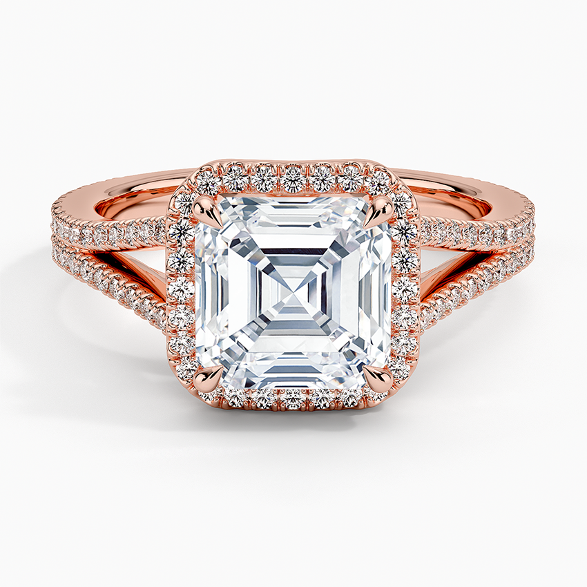 Fortuna Halo Diamond Ring (1/2 ct. tw.) - Asscher Cut Center Stone