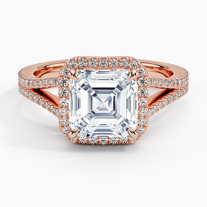 Fortuna Halo Diamond Ring (1/2 ct. tw.) - Asscher Cut Center Stone