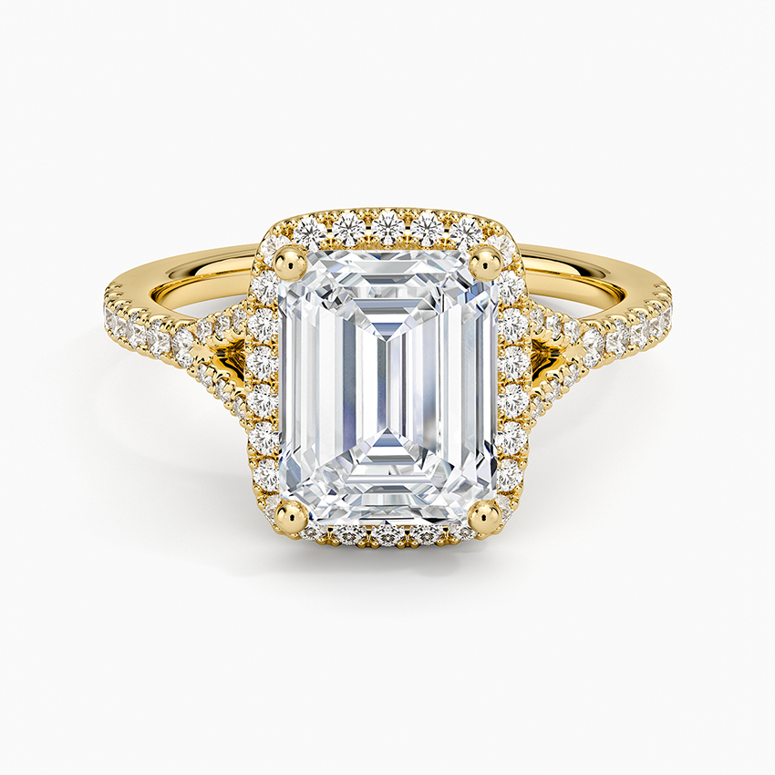 Joy Half Coverage Diamond Ring - Emerald Cut Center Stone