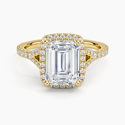 Joy Half Coverage Diamond Ring - Emerald Cut Center Stone