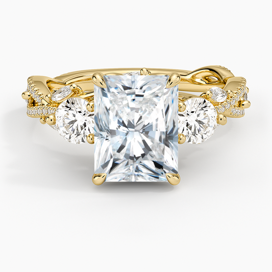 Luxe Secret Garden Three Stone Diamond Ring (1 ct. tw.) - Radiant Cut Center Stone