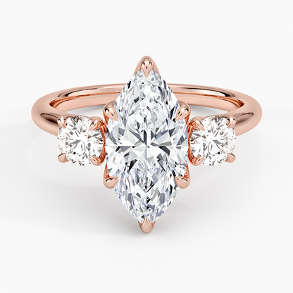 Elodie Perfect Fit Three Stone Diamond Ring (1/2 ct. tw.) - Marquise Center Stone