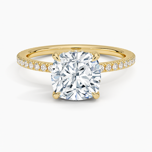 Viviana Three-Quarter Coverage Diamond Ring - Cushion Cut Center Stone