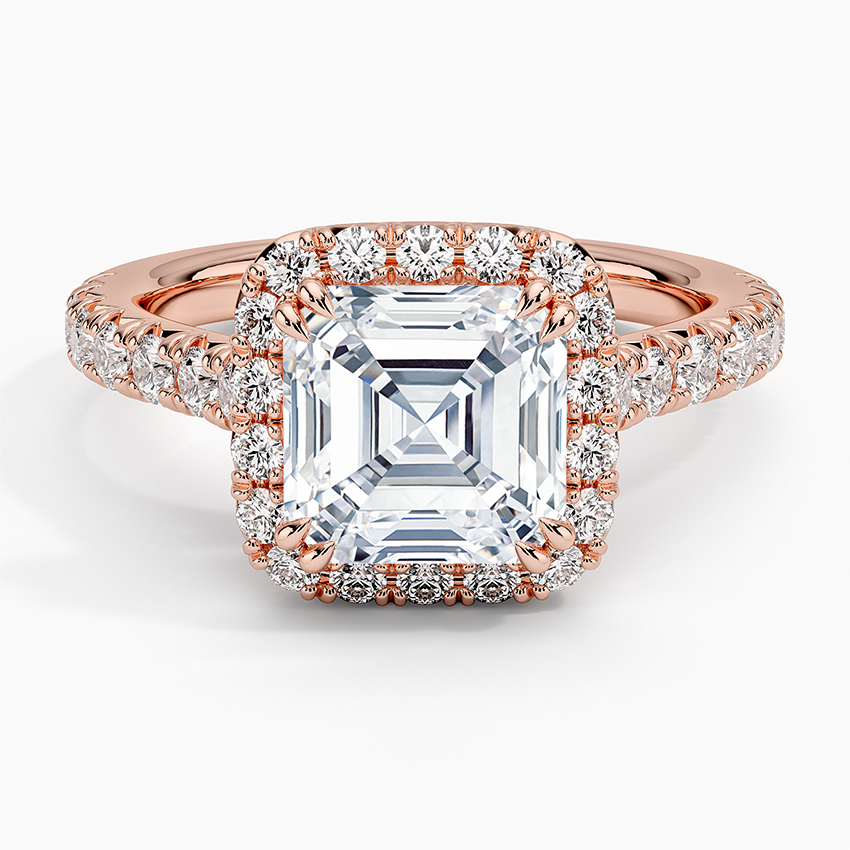 Sienna Halo Half Coverage Diamond Ring (2/3 ct. tw.) - Asscher Cut Center Stone