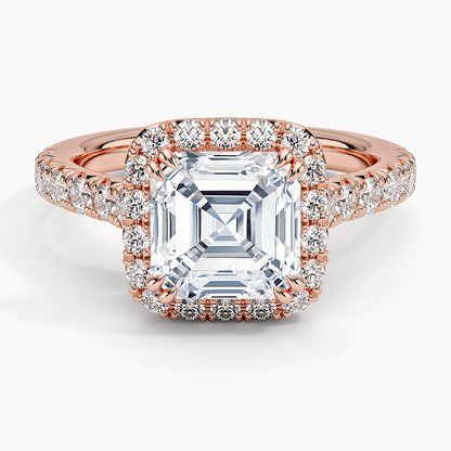 Sienna Halo Half Coverage Diamond Ring (2/3 ct. tw.) - Asscher Cut Center Stone
