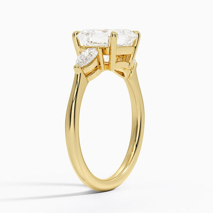 Opera Three Stone Diamond Ring - Asscher Cut Center Stone