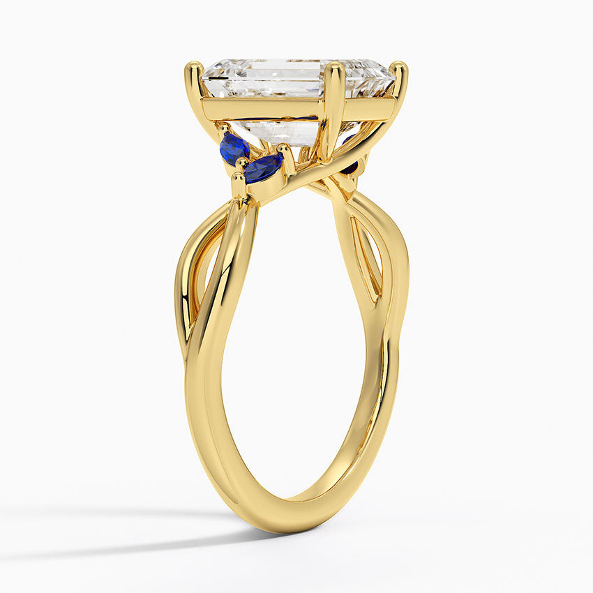 Willow Ring With Sapphire Accents - Emerald Cut Center Stone