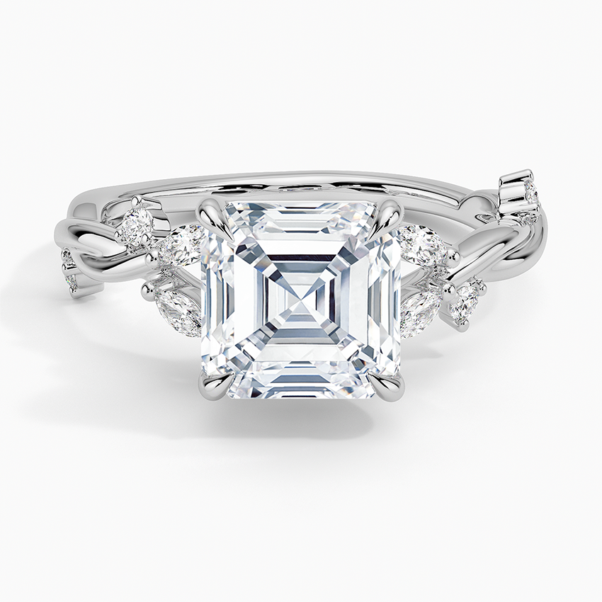 Azalea Twist Diamond Ring - Asscher Cut Center Stone