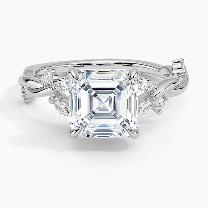 Azalea Twist Diamond Ring - Asscher Cut Center Stone