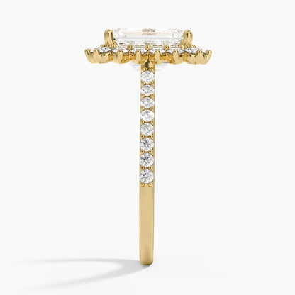 Luxe Sunburst Halo Diamond Ring (1/2 ct. tw.) - Emerald Cut Center Stone