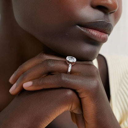Andrea Bezel Prong Ring - Princess Cut Center Stone