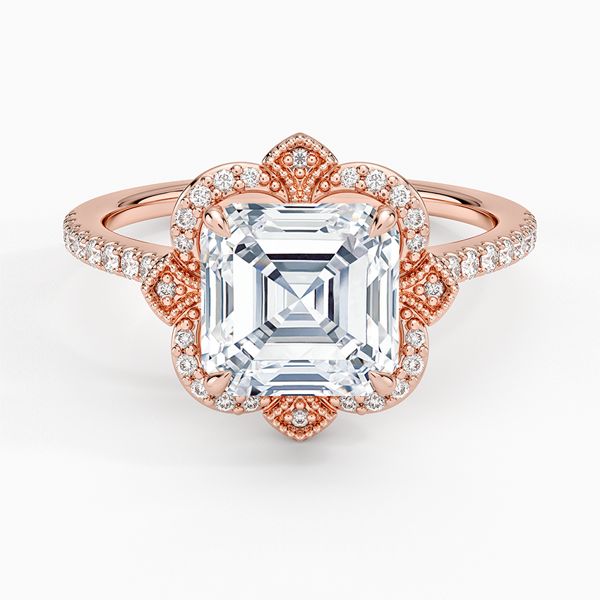 Reina Halo Diamond Ring - Asscher Cut Center Stone