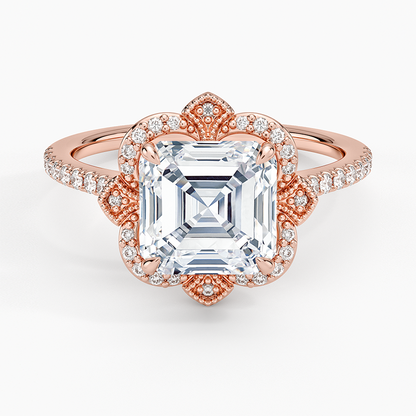 Reina Halo Diamond Ring - Asscher Cut Center Stone