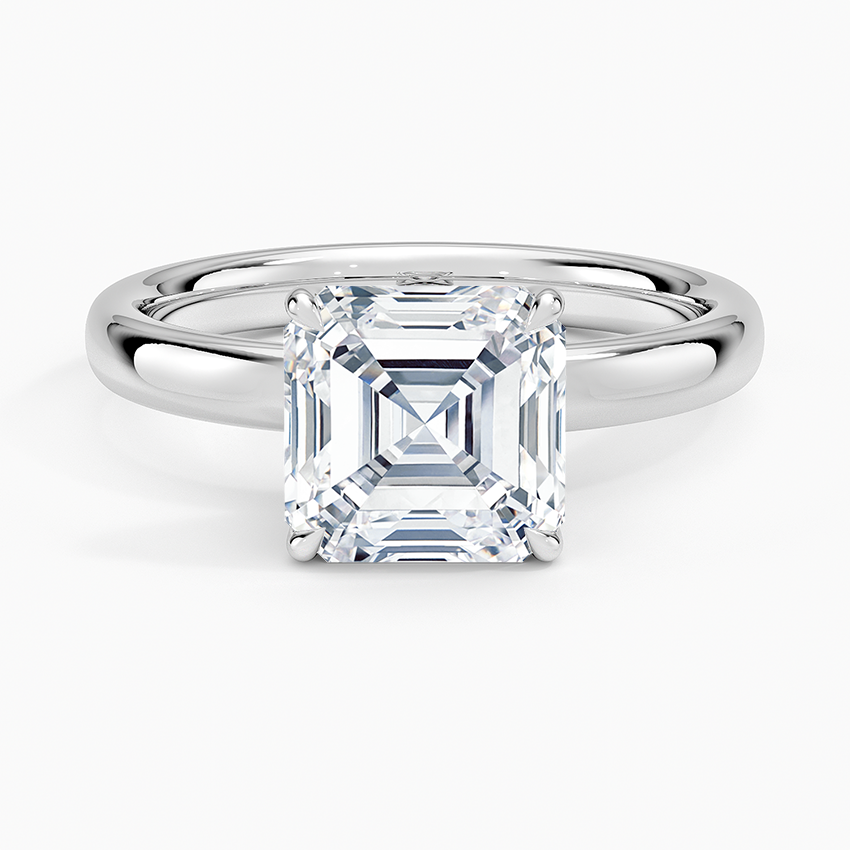 Elodie 2.5mm Solitaire Ring - Asscher Cut Center Stone
