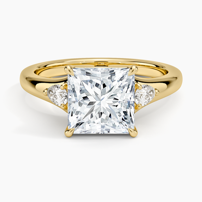 Aria Three Stone Signet Diamond Ring (1/4 ct. tw.) - Princess Cut Center Stone