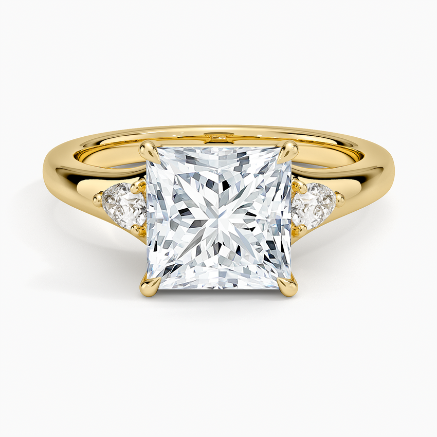 Aria Three Stone Signet Diamond Ring (1/4 ct. tw.) - Princess Cut Center Stone