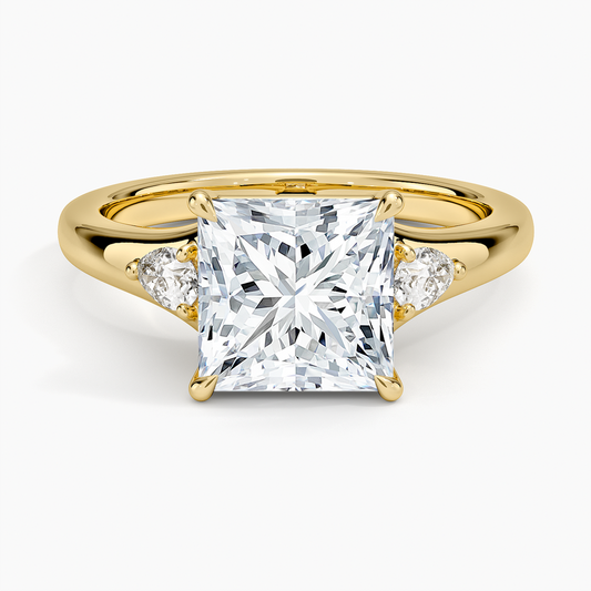 Aria Three Stone Signet Diamond Ring (1/4 ct. tw.) - Princess Cut Center Stone