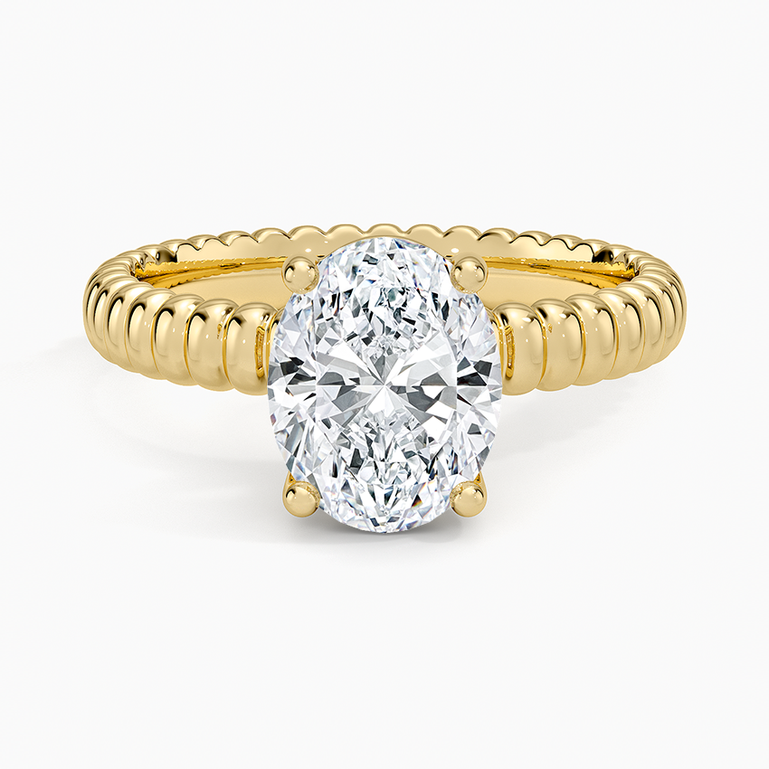 Petra Textured Solitaire Ring - Oval Center Stone