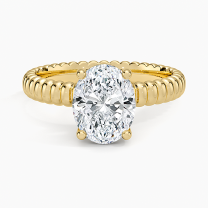 Petra Textured Solitaire Ring - Oval Center Stone